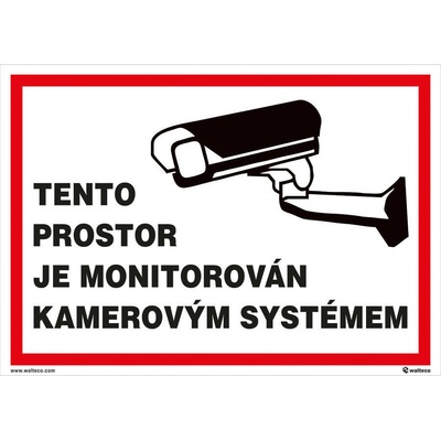Walteco Tento priestor je monitorovaný 297x210mm, formát A4, plastová tabuľka Množstvo: 10 ks , 20050BP2