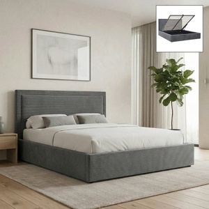 TopMebel Тапицирано легло Velar TopMebel с място за съхранение в сив цвят 160x200cm
