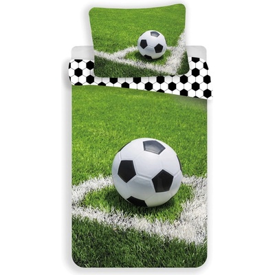Jerry Fabrics Зелено единично памучно детско спално бельо 140x200 cm Football - Jerry Fabrics (19BS204)