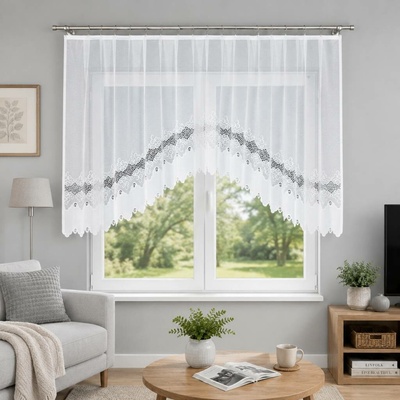 Dekorační oblouková krátká záclona na žabky MODESTA 120 bílá 250x120 cm MyBestHome