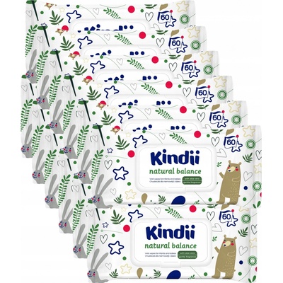 Kindii Vlhčené ubrousky Natural Balance 12 x 60 ks