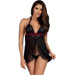 Obsessive Секси нощница с прашки Koszulka-Rossita-Babydoll-stringi-GRATIS-CzarnyV-55206-Czarny - Бял, размер L/XL
