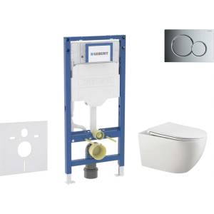 Geberit Duofix - Комплект за монтаж на стена, тоалетна „Gaia и седалка със система „softclose, бутон „Sigma01, лъскав хром SANI11CA1132B (SANI11CA1132B)