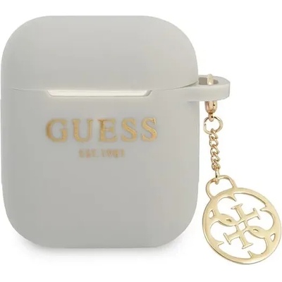 Guess GUA2LSC4EG калъф за AirPods сив, силиконов висулка 4G Collection (GUA2LSC4EG)