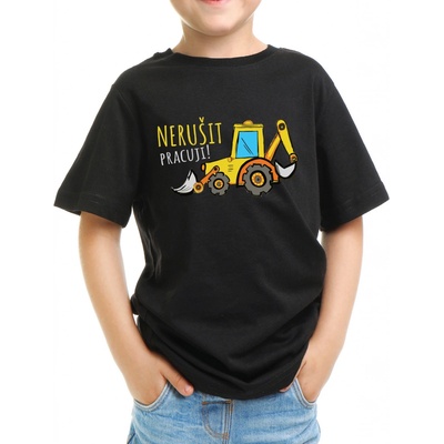 Fajntričko Kids dětské tričko Bagr Nerušit Pracuji! černá