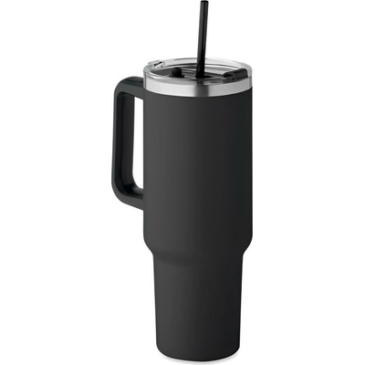 Scortland Fľaša na pitie so slamkou Nordic Tumbler 1200 ml čierna antikoro
