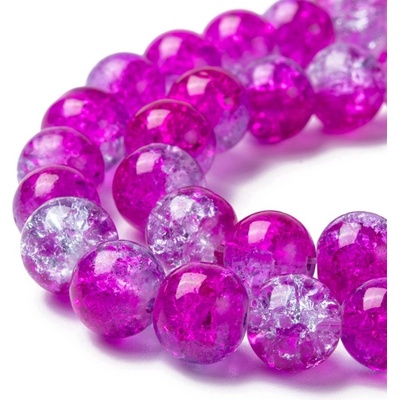 Praskané korálky - fuchsiovofialové - ∅ 8 mm - 10 ks