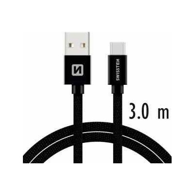 Swissten kabel Textile USB/USB-C 3,0m, černá