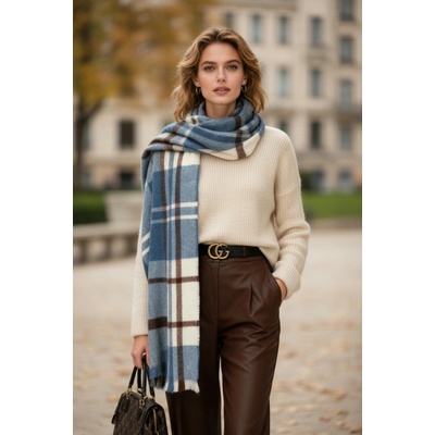 Classic Scarf světle modrá kostkovaná