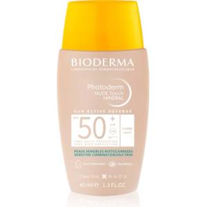 BIODERMA Photoderm Nude Touch защитен тониращ флуид за смесена към мазна кожа на лицето SPF 50+ цвят Light Colour 40ml