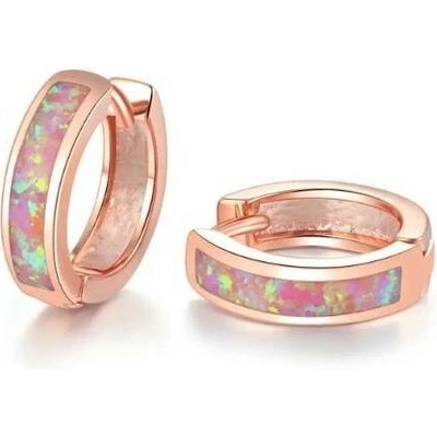 Prosperk stříbrné náušnice kroužky Opál rose gold S3937