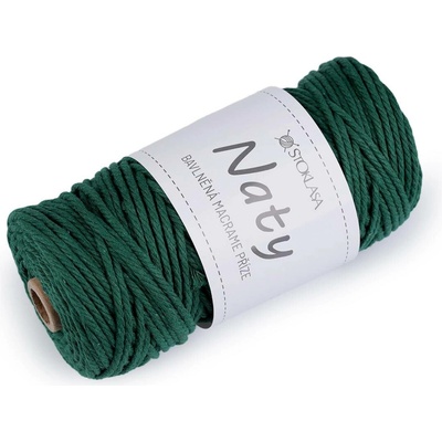 Bavlněná pletací příze macrame Naty Ø3 mm rozčesávací Varianta: 13 zelená tmavá, Balení: 1 ks
