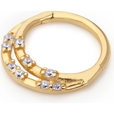 Lillian Vassago Zlatý dvojitý piercing kroužek zdobený zirkony LLV92-GPI024SP
