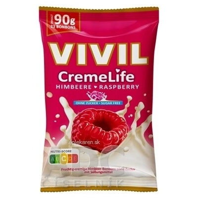 Vivil Creme Life Raspberry drops se smetanově malinovou příchutí bez cukru 90 g