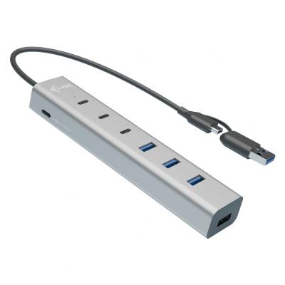 i-tec CAHUBMETAL7 интерфейсен хъб USB 3.2 Gen 1 (3.1 Gen 1) Type-A + Type-C 5 Мбит/с Сив (CAHUBMETAL7)