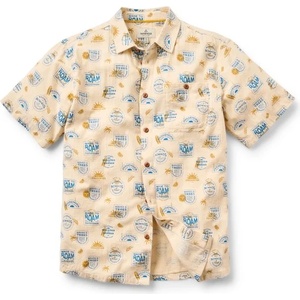 Passenger Мъжка риза с копчета Passenger Chill Textured Organic Cotton S/S Shirt - Badge Birch (033-3114-0113)