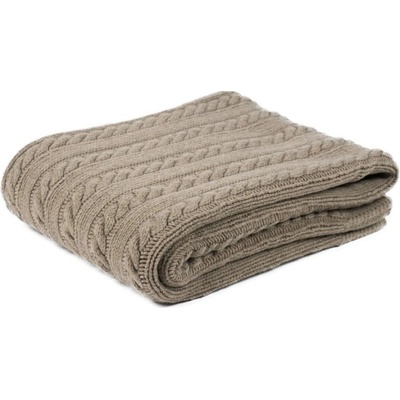 Kampol Pletená deka olivia hnědá světlá vlněná pletená 130x170