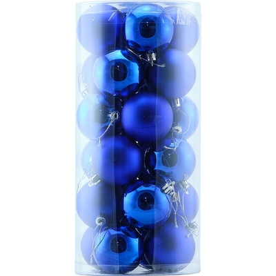 DECOLED Plastové koule 6 cm sada 24 ks modré 12 x lesklá 12 x matná