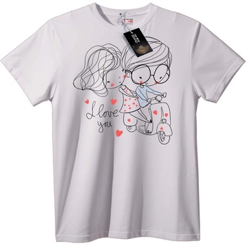 NOONEBRAND Тениска Любов и Скутер - 2XL, White
