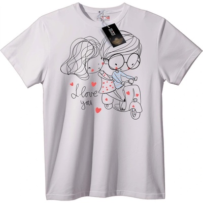 NOONEBRAND Тениска Любов и Скутер - 2XL, White