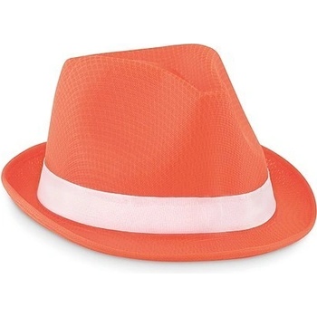Polyesterový klobúk s bielym pásikom oranžová