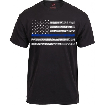 Rothco triko THIN BLUE LINE US vlajka ČERNÉ černá