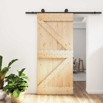 vidaXL Преплъзваща се врата 95 x 210 cm Естествено и черно (3444985)