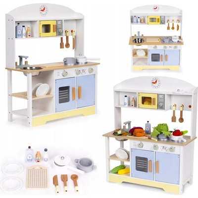 ECOTOYS Dětská kuchyňka s troubou pračkou a mikrovlnkou + 12 doplňků