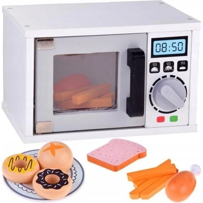 JOKO Detská Drevená Mikrovlnka s tanierom a jedlom