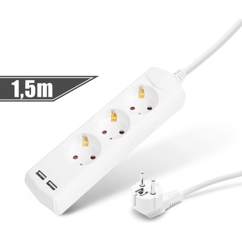 Image 1 of Delight 3 Plug + 2 USB 1,5 m (20201U)