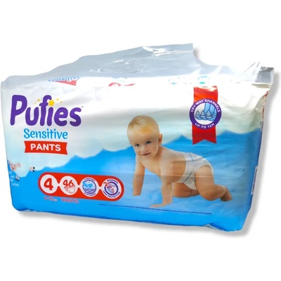 pufies бебешки гащички, Sensitive, номер 4, 9-15кг, 46 броя