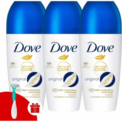 Dove Men+Care Invisible Dry antiperspirant tuhý 3 x 50 ml + Dove holiaci strojček