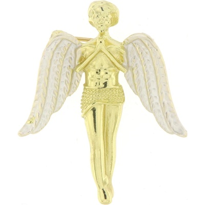 Biju brož anděl s bílými křídly zlaté 9001542-1