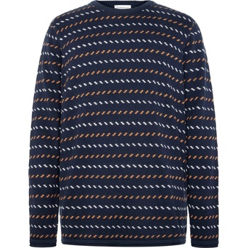 KnowledgeCotton Apparel Мъжки вълнен пуловер KnowledgeCotton Apparel Jacquard Crew Neck Knit Wool jumper - Night Sky - размер XXL (005-6711-0215)