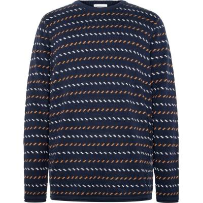 KnowledgeCotton Apparel Мъжки вълнен пуловер Knowledgecotton apparel Jacquard Crew Neck Knit Wool jumper - Night Sky - размер XXL (005-6711-0215)