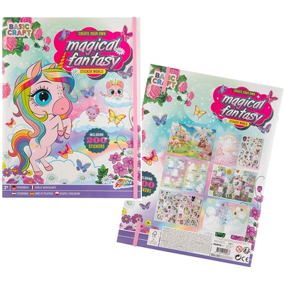 GRAFIX Kreativní zábavní knížka Jednorožec Fantasy a samolepky 200ks