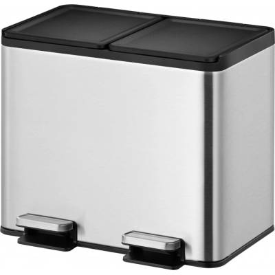 EKO-Europe EKO Кош за разделно събиране с 2 педала ESSENTIAL - 2 х 15 л. - хром мат (EKO 822931 - Matt s/s)