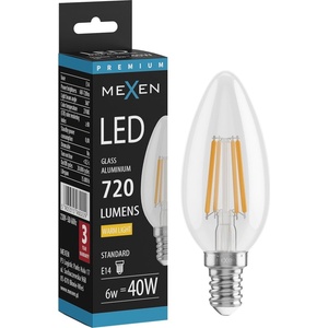 Mexen Vintis LED нажежаема крушка E14, C35, 6W, Топла - 2700K, 720 lm, прозрачна - L154-E14-0627-00 (L154-E14-0627-00)