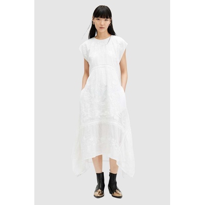AllSaints Памучна рокля AllSaints GIANNA EMB DRESS в бяло дълга разкроена WD588Z (WD588Z)