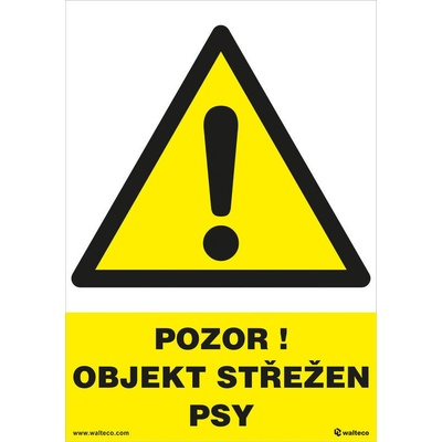 Walteco Pozor objekt střežen psy 148x210mm, formát A5, plastová tabulka , 20072