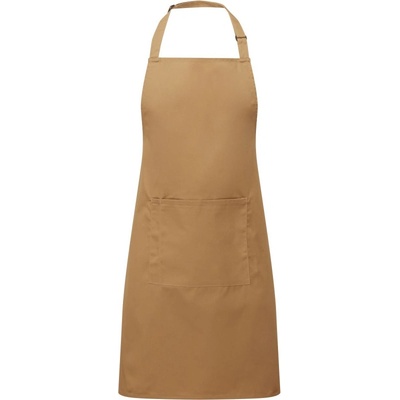 Premier Zástěra Colours PR 154 s laclem a kapsou na břiše COT-39015402499 Camel