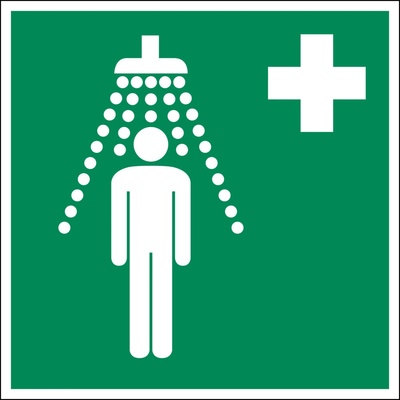 Cedule Bezpečnostní sprcha, ISO 7010, z plastu, fotoluminiscenční, 200 x 200 mm, BJ = 5 ks