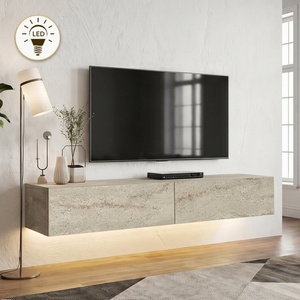 TopMebel Aristo TopMebel меламинов стенен шкаф за телевизор с LED осветление в цвят травертин 135x31.6x25cm
