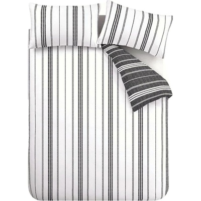 Catherine Lansfield Черно-бял двойно 3 части спално бельо 200x200 cm Harbour Stripe - Catherine Lansfield (BD/59762/W/DQS/BK)