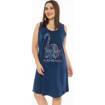 Тъмносиня макси нощница с фламинго и надпис