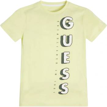 GUESS Тениска с къс ръкав в цвят лайм за момче с цветен надпис Guess