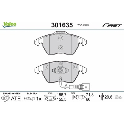 VALEO Sada brzdových destiček, kotoučová brzda 301635