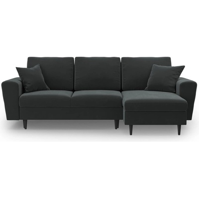 Cosmopolitan Design Тъмносив кадифен разтегателен ъглов диван с място за съхранение Kyoto - Cosmopolitan Design (COS_COR_2_F1_KYOTO9)