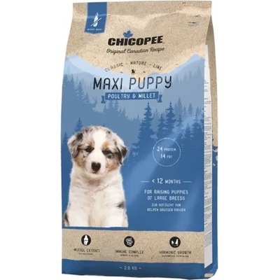 Chicopee Chicopee Classic Nature Puppy Maxi - пълноценна храна за подрастващи кучета от едри породи, до 18 месеца, БЕЗ ГЛУТЕН, с агне и ориз, 15 кг