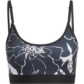 adidas Light-Support Flower Print Bra Womens Low Impact Sports - Dsgry/Blk/Prt